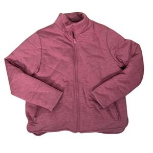 Three Dots Quilted Zip Up Jacket Pink Heathered Casual‎ Athleisure Women's Small